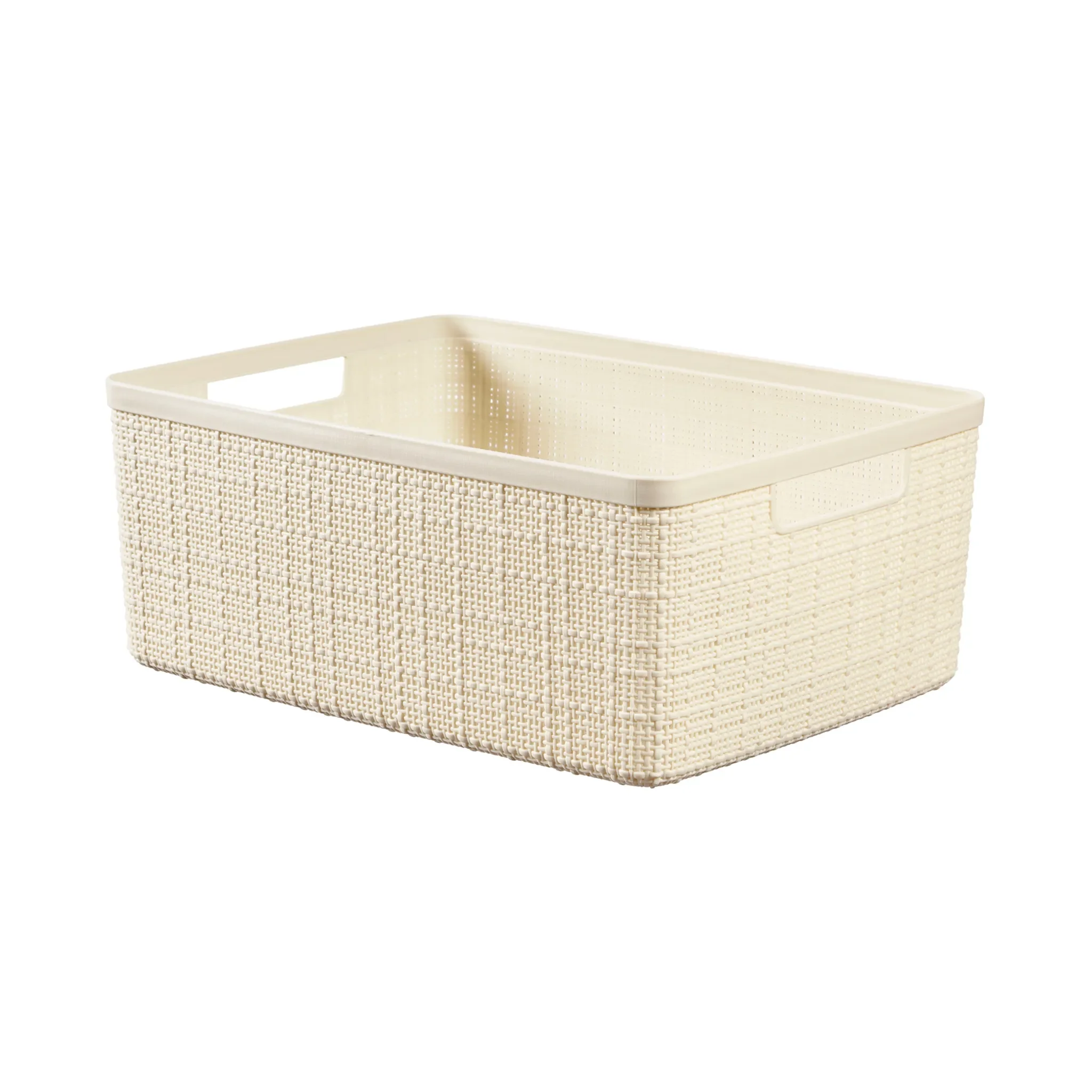 Curver Aufbewahrungskorb „Jute M“ – 12 L, Weiß/Rot, aus 100 % recyceltem Kunststoff