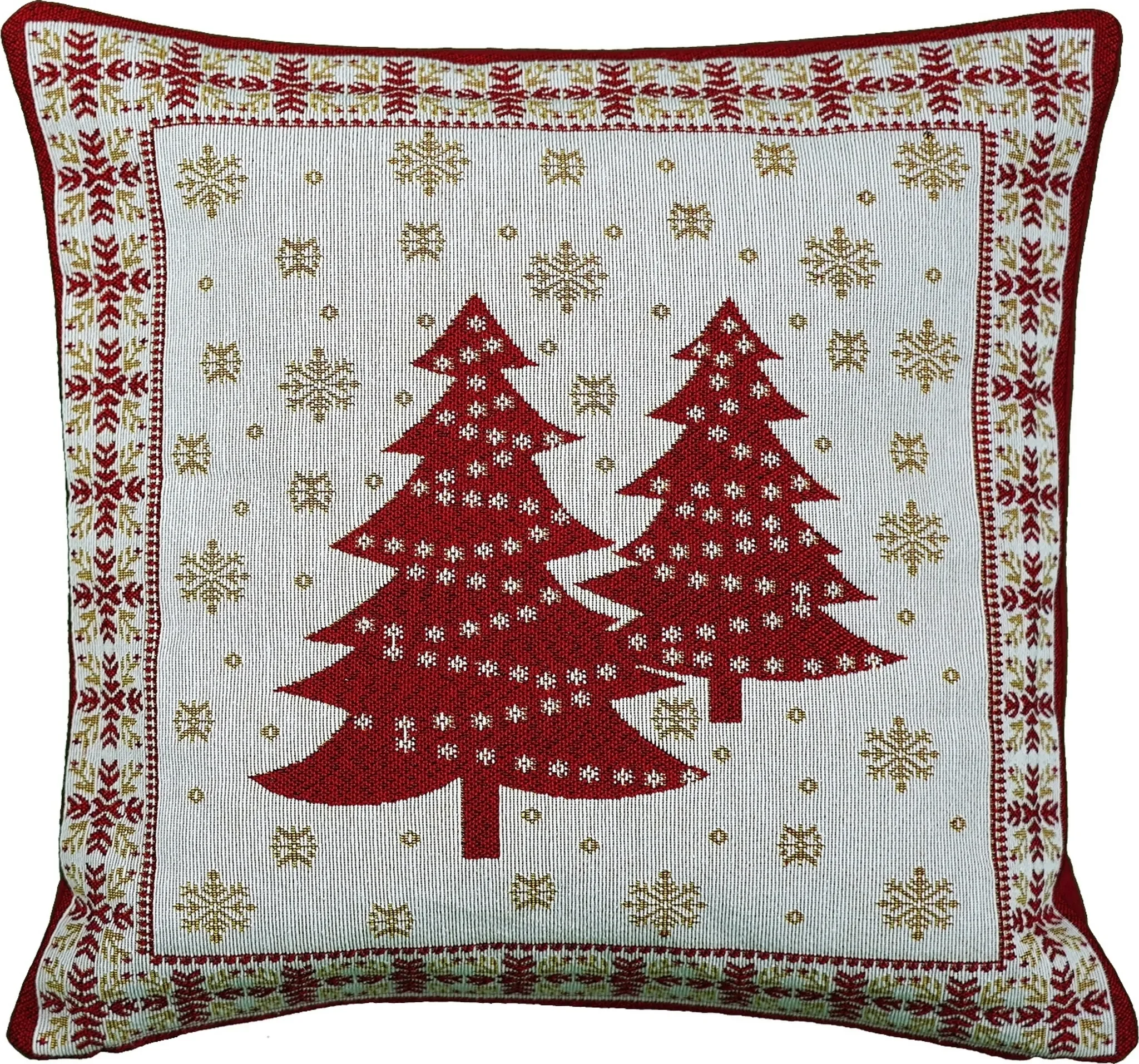 Kissenhülle 40×40 cm – Stickerei „Tannenbaum Rot“