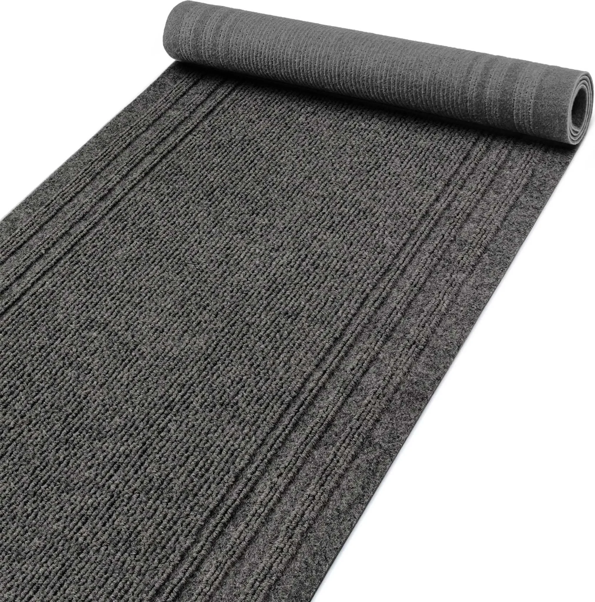 Teppich Flurläufer PASSAT – Gestreift, Dunkelgrau, Robust & Wasserabweisend