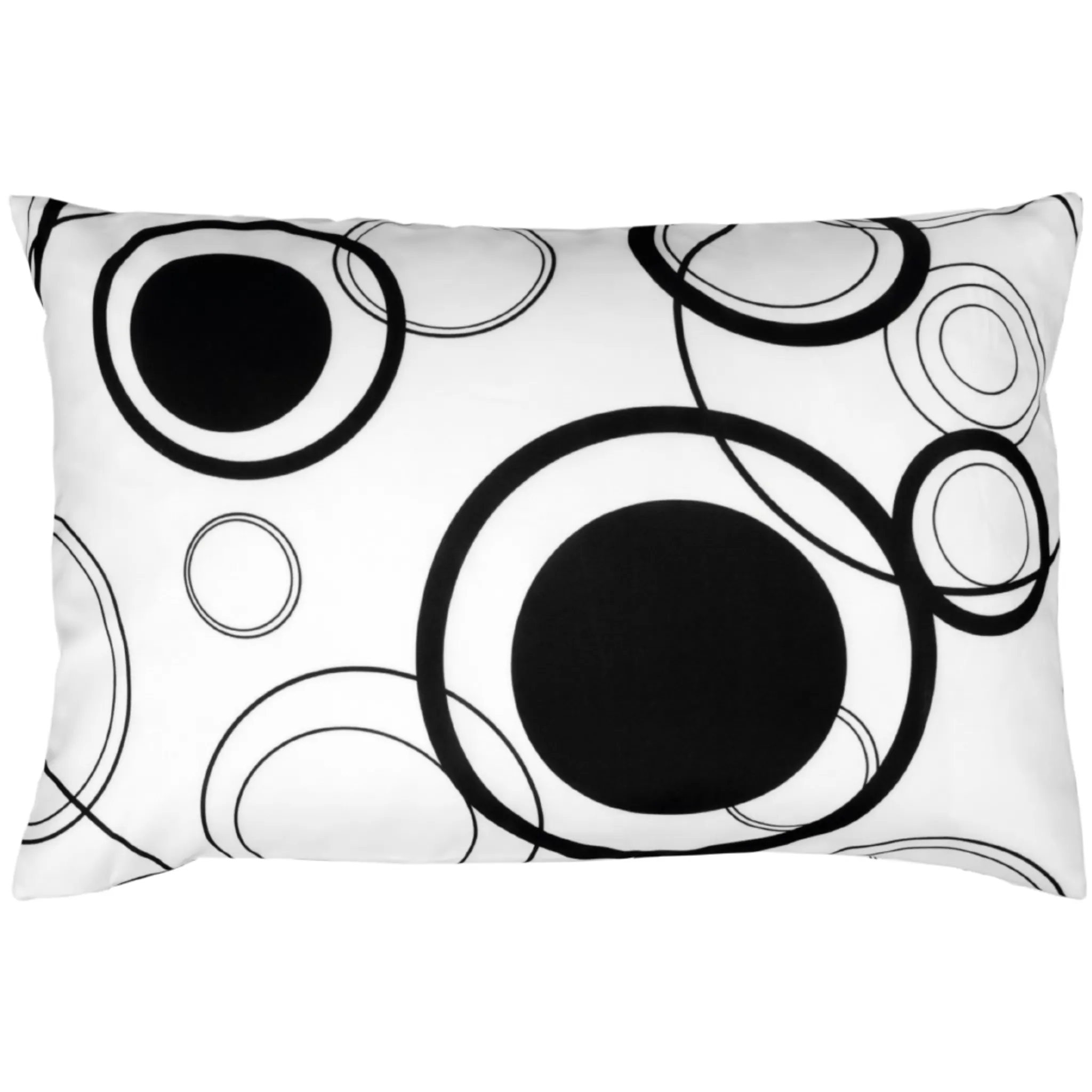 Kissenhülle ca. 30 × 50 cm – Weiß mit schwarzen Kreisen