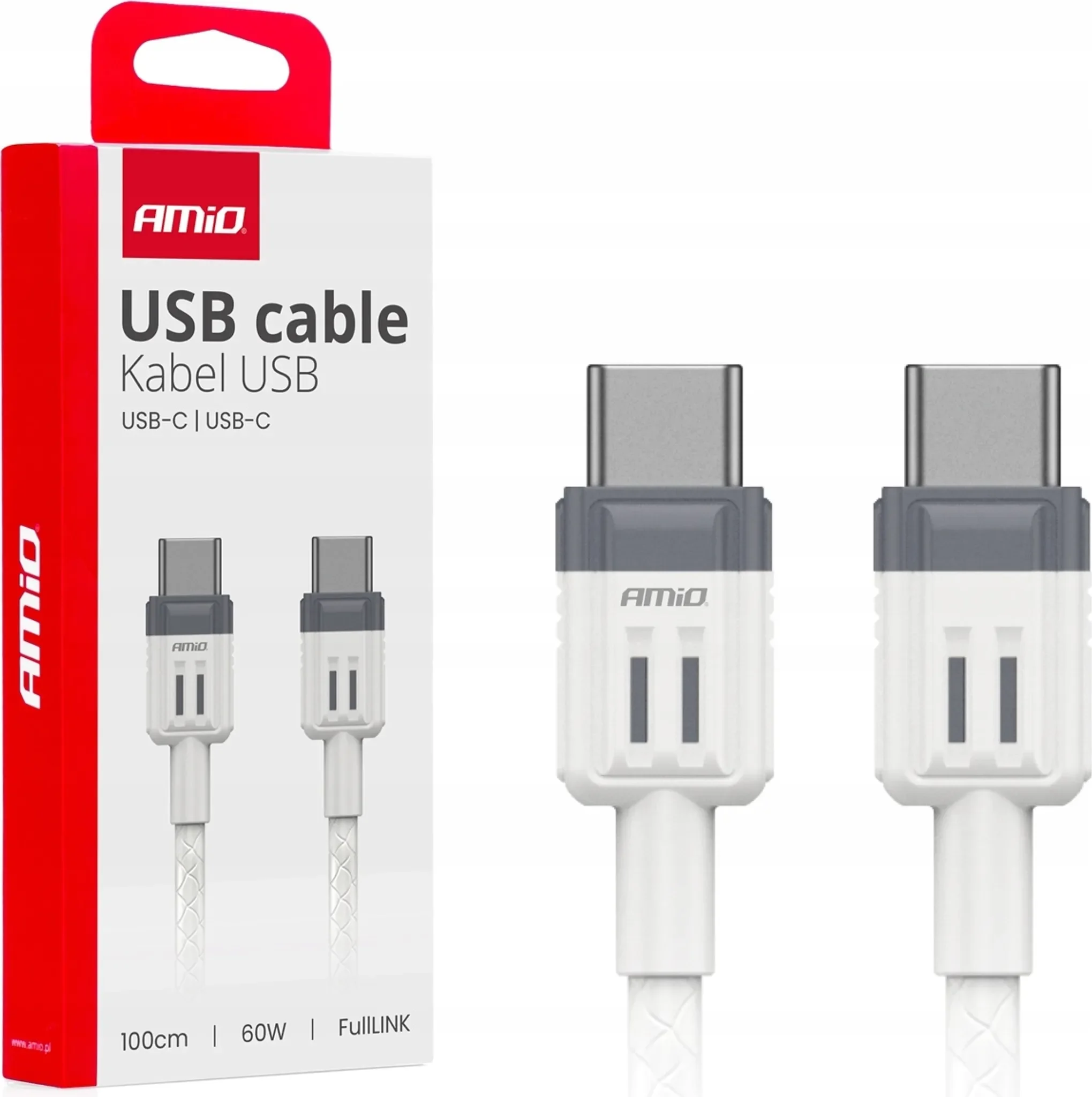 USB-C auf USB-C Ladekabel 60 W – FullLINK AMiO-03908, 100 cm