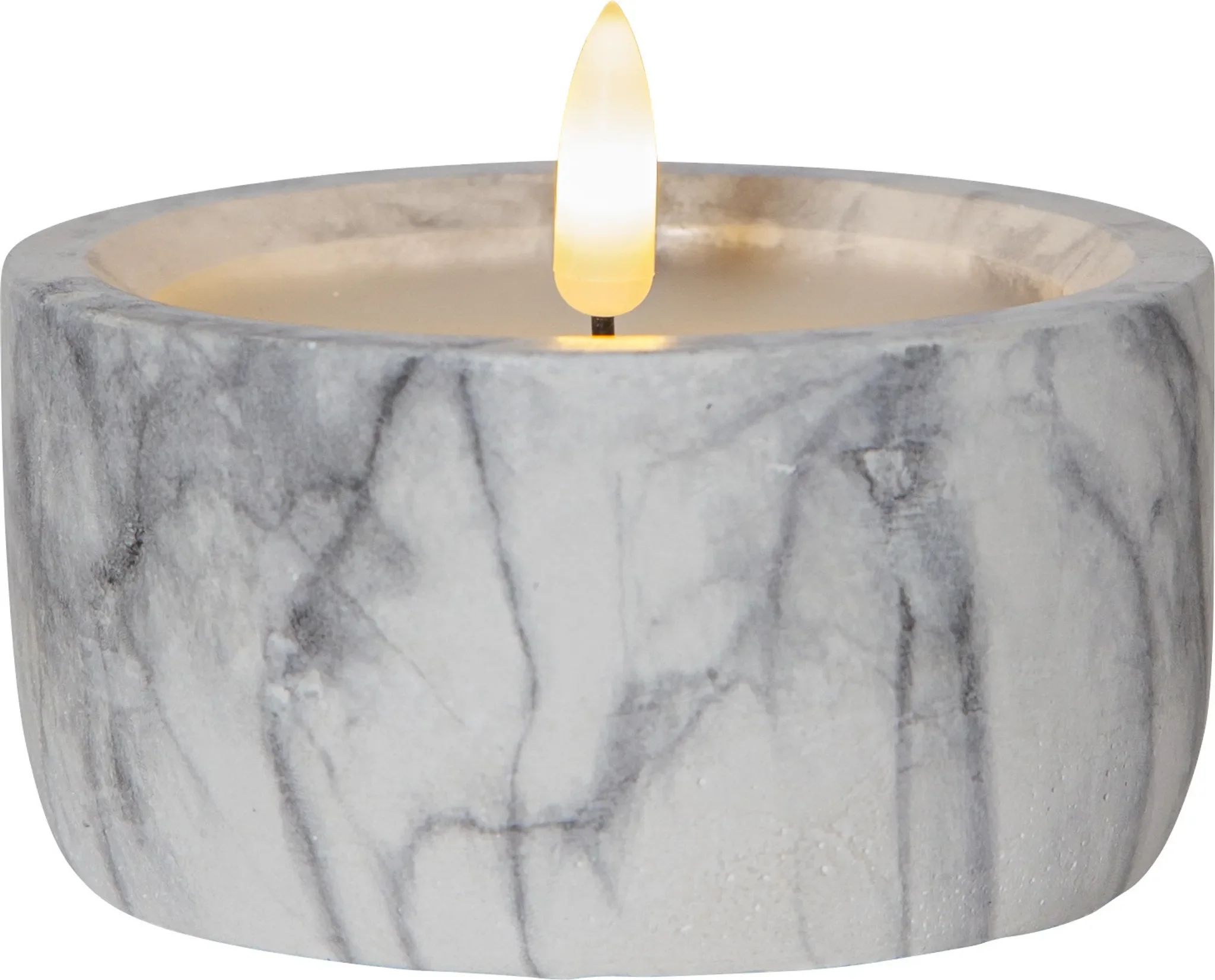 Star LED-Kerze „Flamme Marble“ – Marmoroptik mit Timer & Flackernder Flamme
