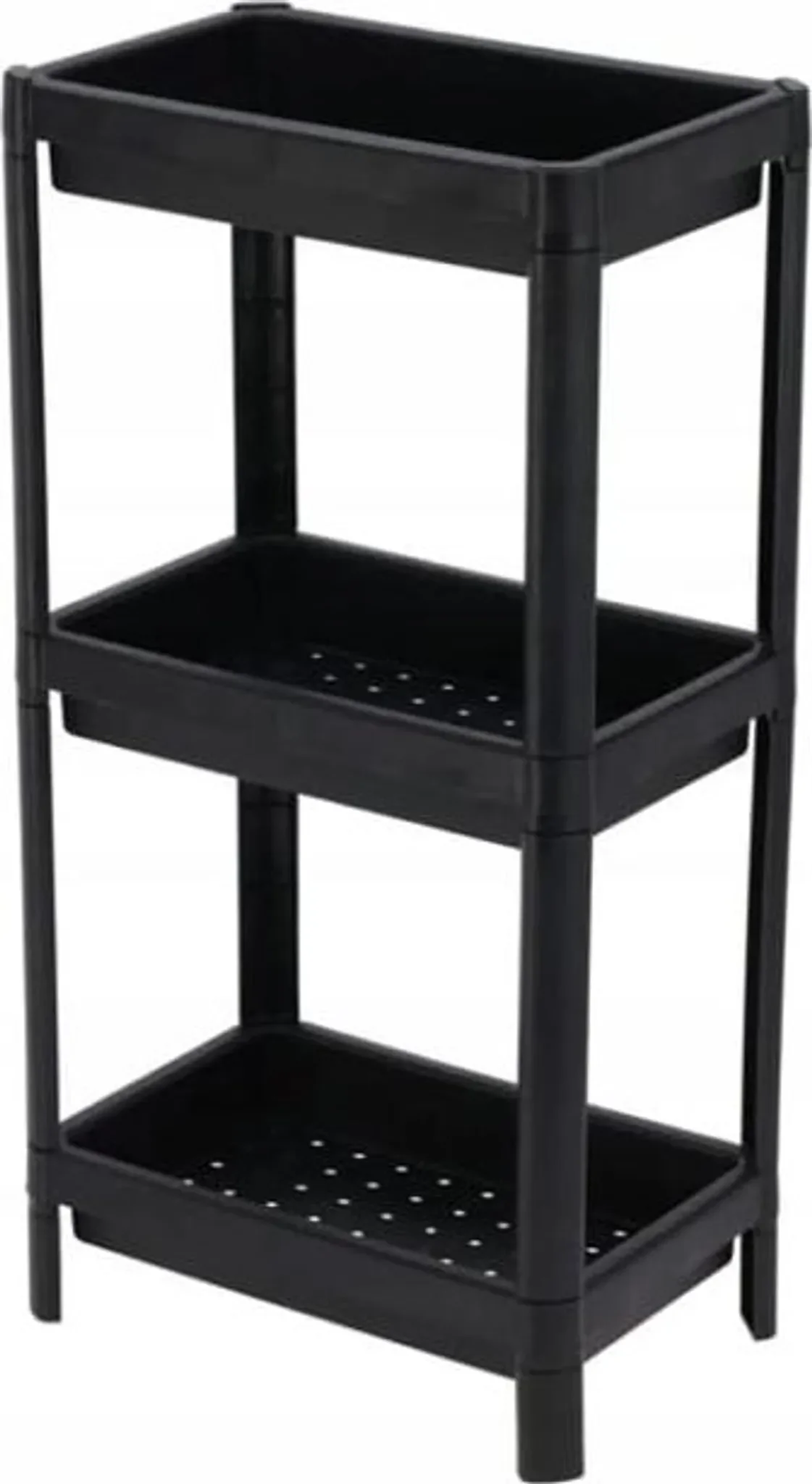 Badregal 3-stufig – 36 × 71 cm, Kunststoff, Schwarz