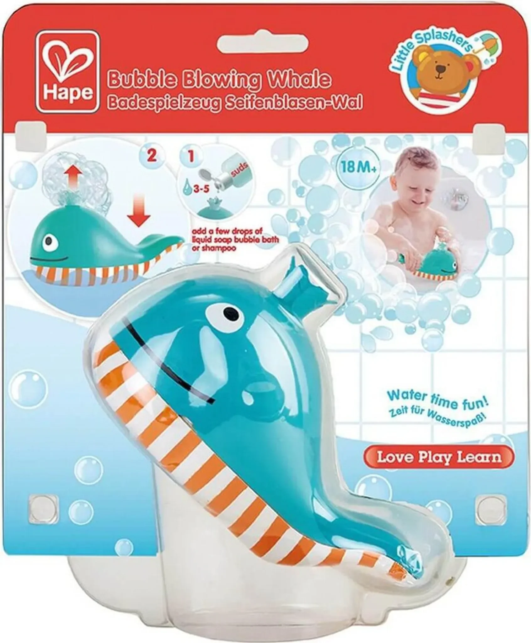 Hape Badespielzeug Seifenblasen-Wal • lustiger Blubber-Wal für die Badewanne • ab 18 Monaten