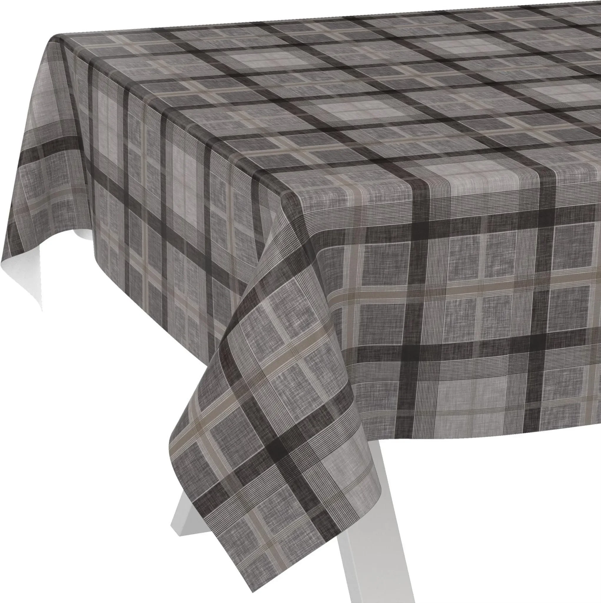 Tischdecke Karo Rustikal • Anthrazit • 120 × 140 cm • Wachstuch abwaschbar