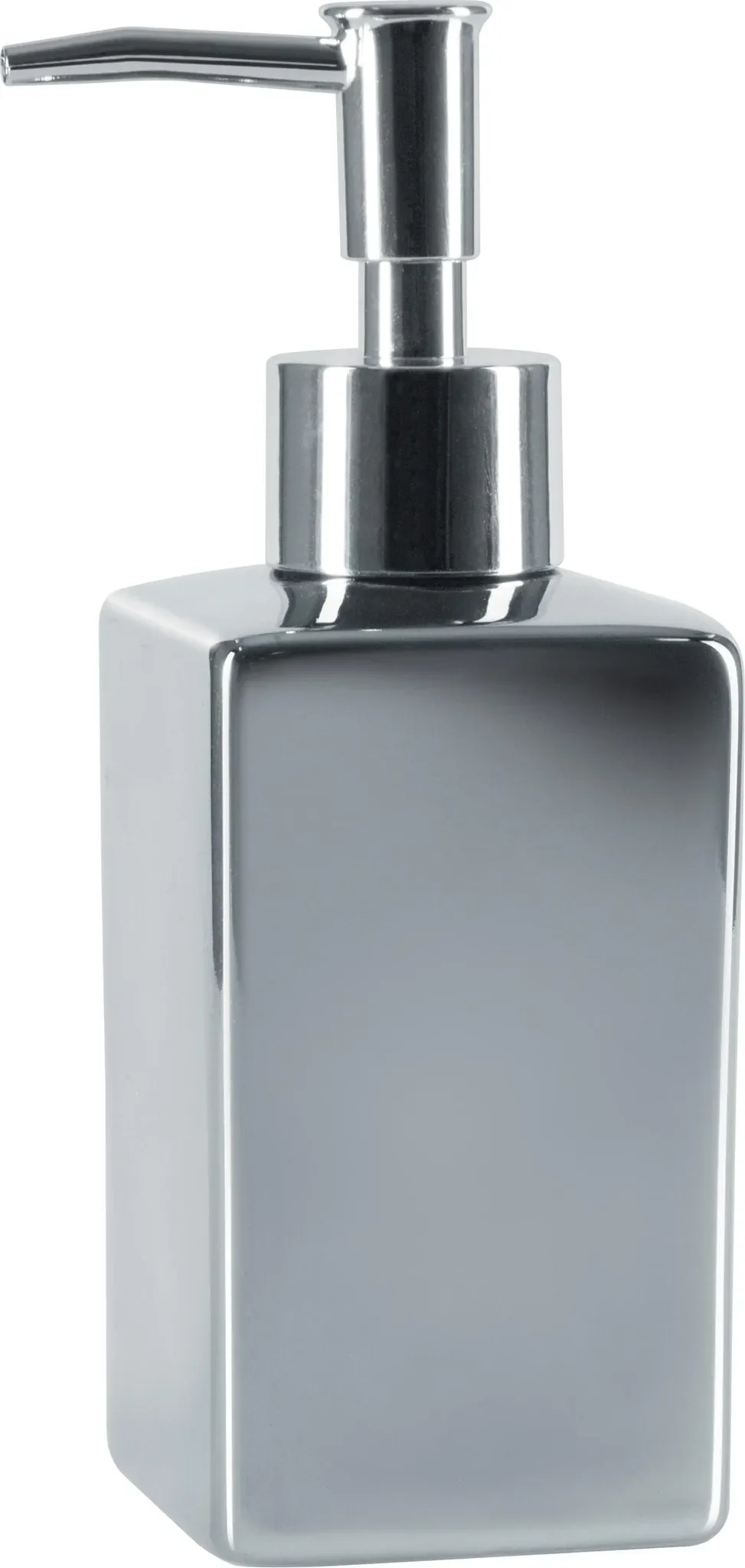Spirella Seifenspender „Quadro“ – Porzellan, 300 ml, Silber